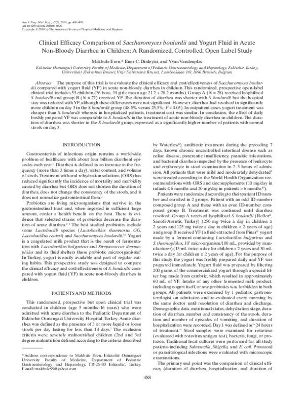 (PDF) Clinical Efficacy Comparison of Saccharomyces boulardii and