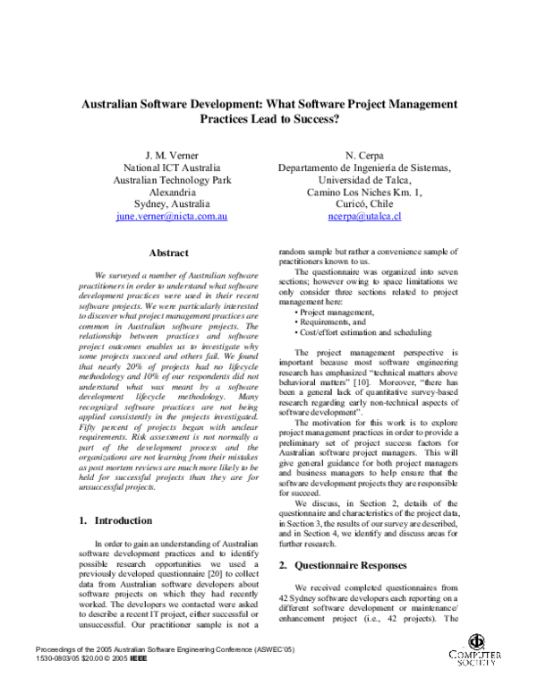 (PDF) Australian software development: What software project management ...