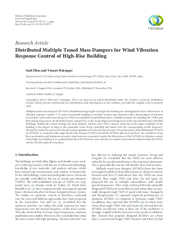 (PDF) Distributed Multiple Tuned Mass Dampers for Wind Vibration ...