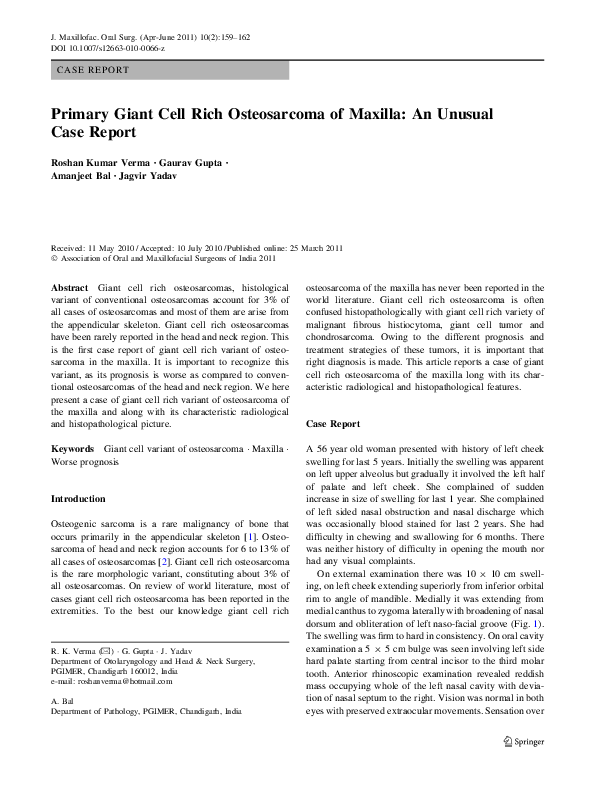 Osteosarcoma case study examples image