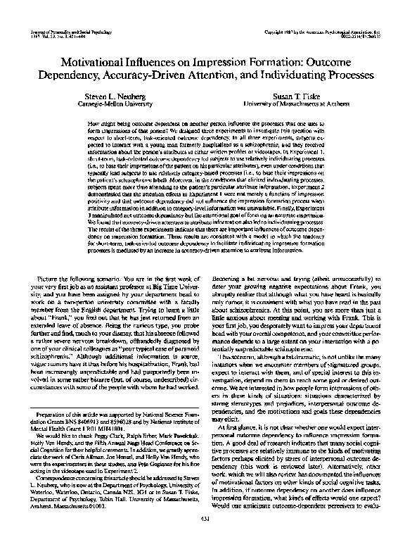 (PDF) Motivational influences on impression formation: Outcome ...