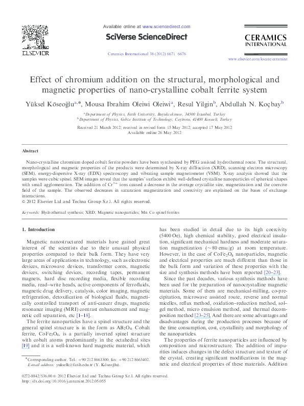 (PDF) Effect of chromium addition on the structural, morphological and ...