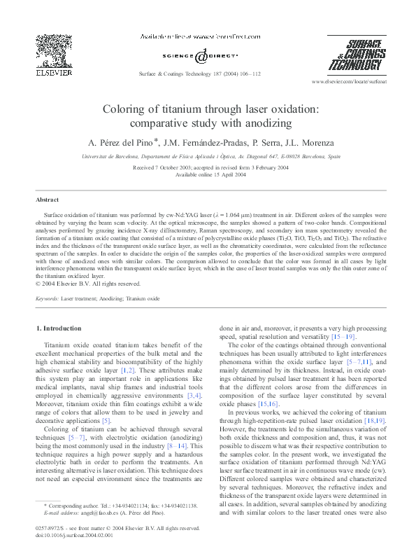 (PDF) Coloring of titanium through laser oxidation: comparative study ...