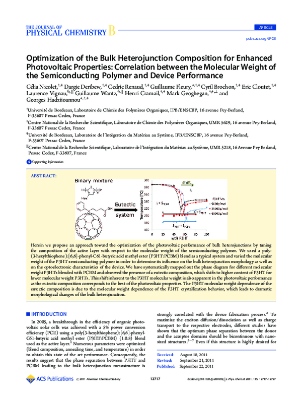 (PDF) Optimization of the Bulk Heterojunction Composition for Enhanced ...