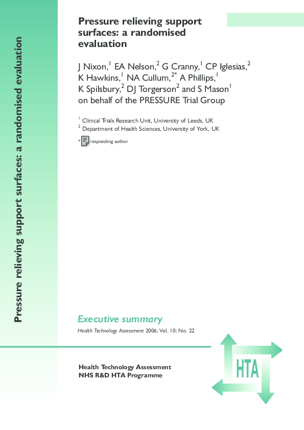 (PDF) Pressure relieving support surfaces: a randomised evaluation 2 ...