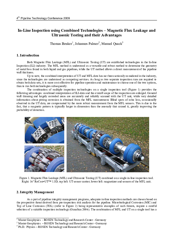 (PDF) InLine Inspection using Combined Technologies Flux