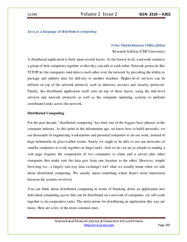 (PDF) Java as a language of distributed computing