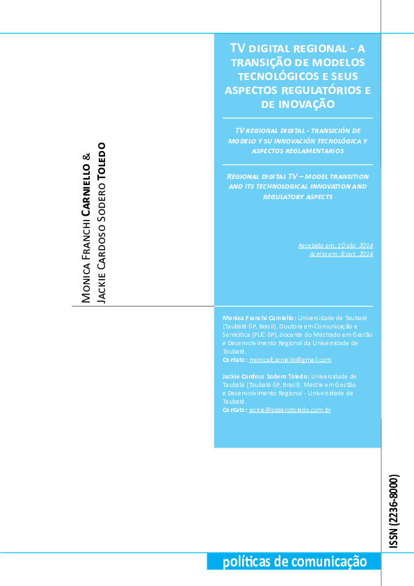 (PDF) TV digital regional - a transição de modelos tecnológicos e seus ...