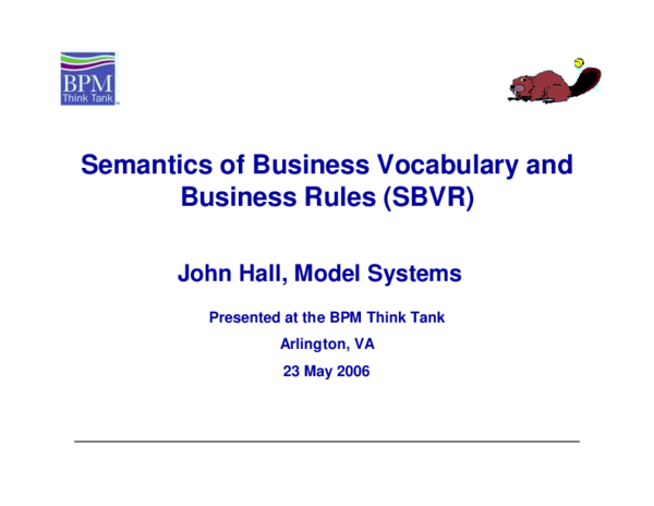(PDF) Semantics of Business Vocabulary and Business Rules (SBVR