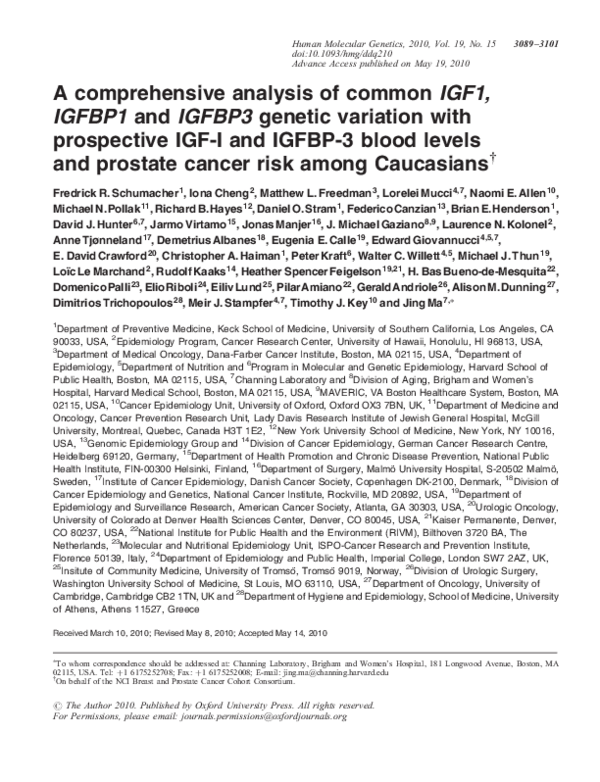 (PDF) A comprehensive analysis of common IGF1, IGFBP1 and IGFBP3 ...