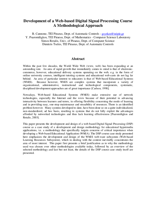 (PDF) Development of a Web-based Digital Signal Processing Course A ...