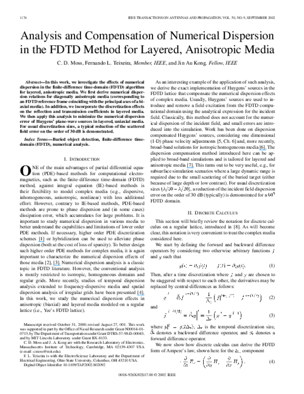 (PDF) Analysis and compensation of numerical dispersion in the FDTD ...