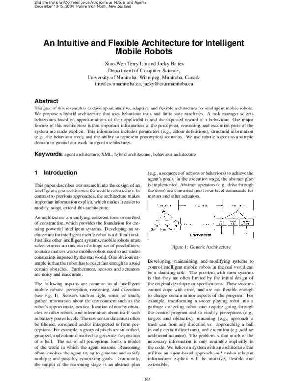 (PDF) An Intuitive and Flexible Architecture for Intelligent Mobile Robots