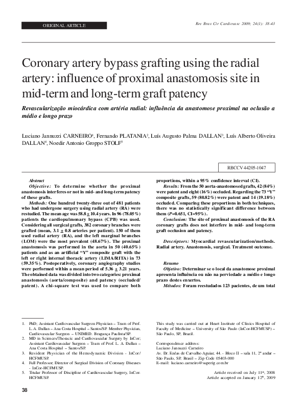 (PDF) Coronary artery bypass grafting using the radial artery ...
