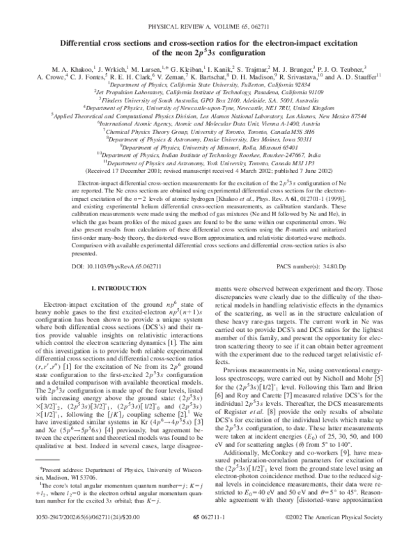 (PDF) Differential cross sections and cross-section ratios for the ...