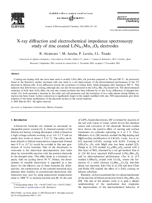 (PDF) Xray diffraction and electrochemical impedance spectroscopy