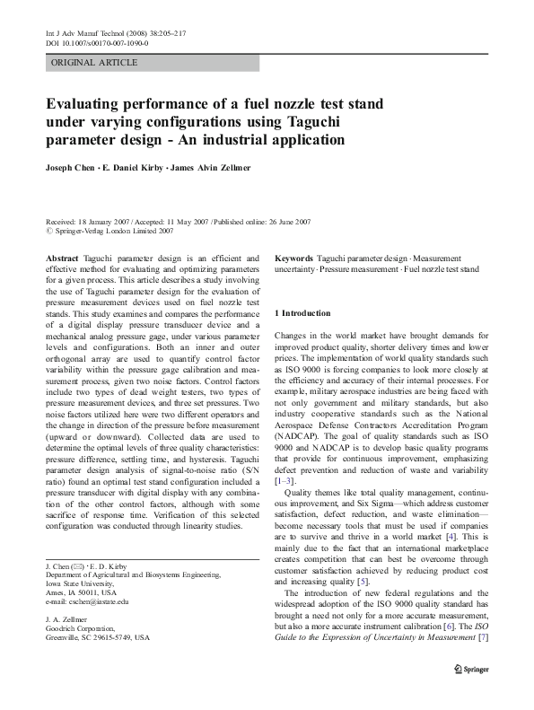 (PDF) Evaluating performance of a fuel nozzle test stand under varying ...