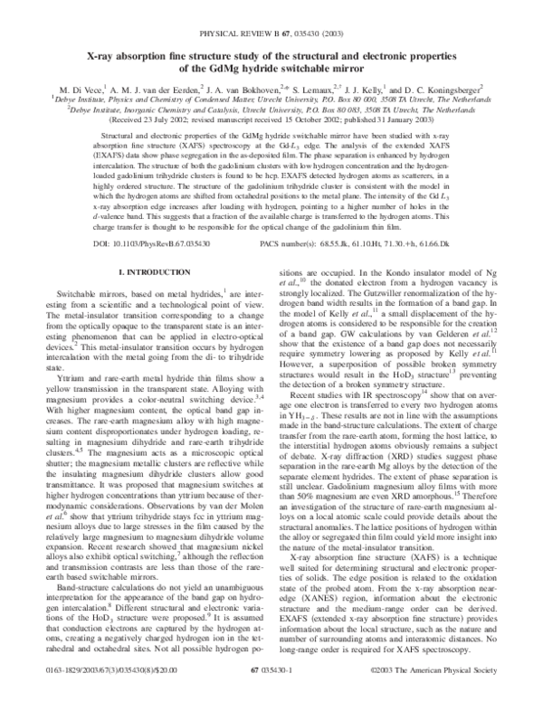 (PDF) X-ray absorption fine structure study of the structural and ...