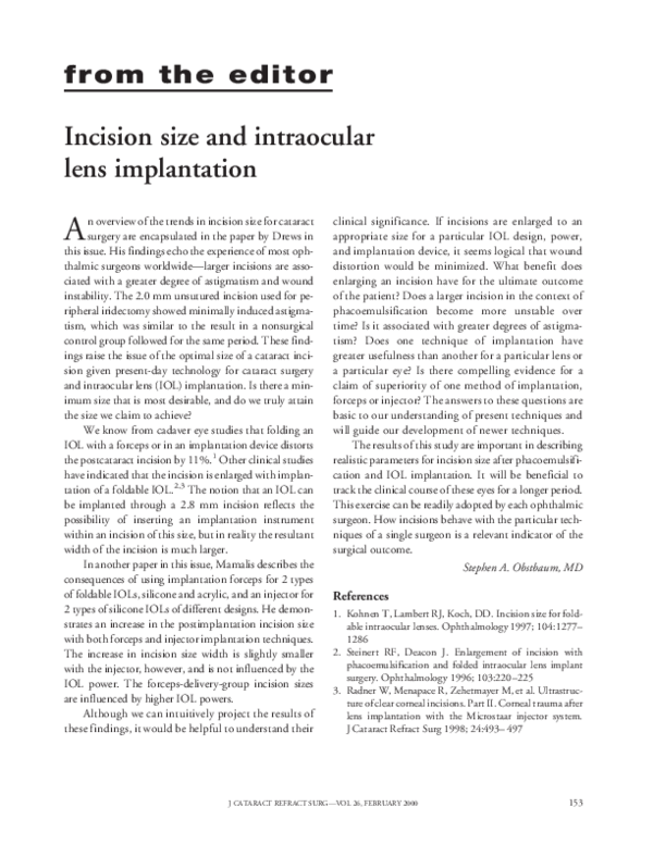 (PDF) Incision size and intraocular lens implantation