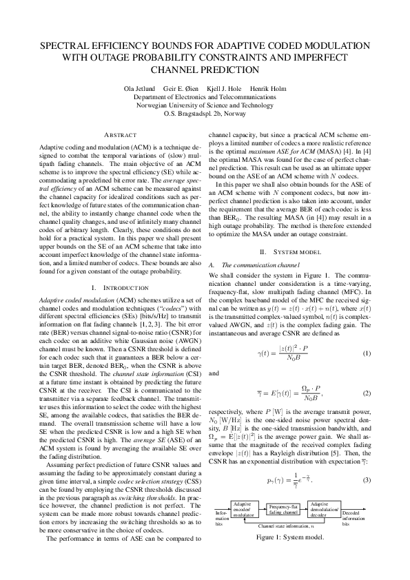 (PDF) Spectral Efficiency Bounds for Adaptive Coded Modulation With ...