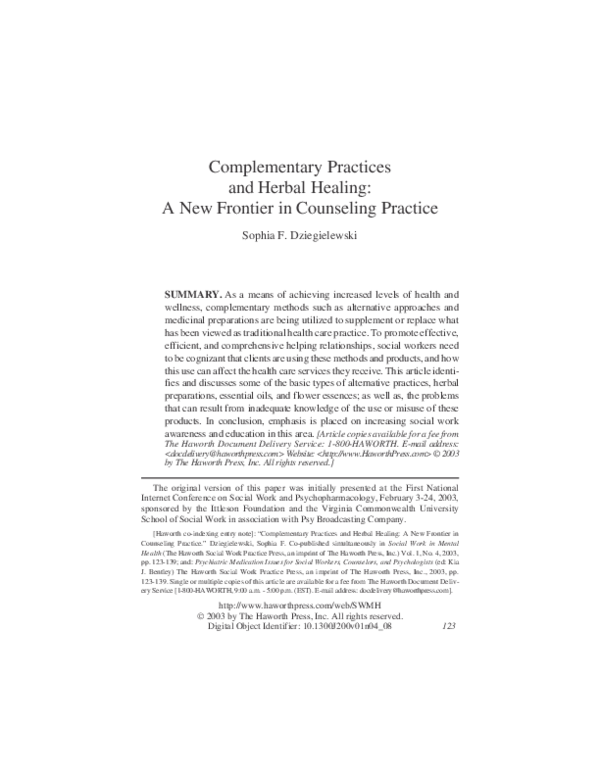 (PDF) Complementary Practices and Herbal Healing
