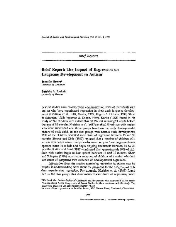 (PDF) Brief report: The impact of regression on language development in ...