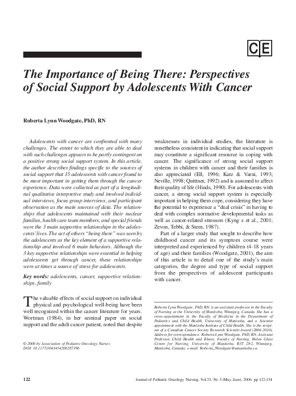 (PDF) The Importance of Being There Perspectives of Social Support by