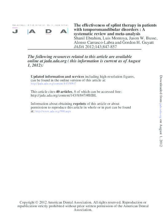 (PDF) The effectiveness of splint therapy in patients with ...