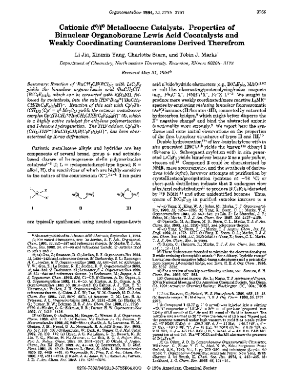 (PDF) Cationic d0/f0 metallocene catalysts. properties of binuclear ...