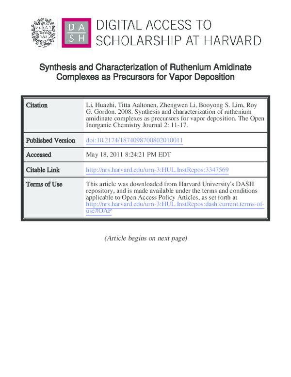 (PDF) Synthesis and Characterization of Ruthenium and Rhenium Nucleosides