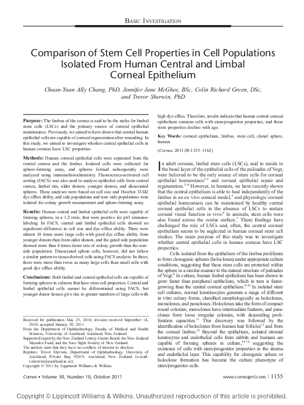 (PDF) Comparison of Stem Cell Properties in Cell Populations Isolated ...