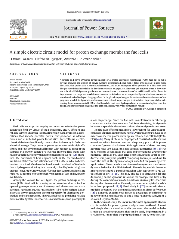 (PDF) A simple electric circuit model for proton exchange membrane fuel ...