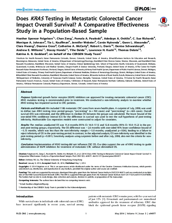 (PDF) Does KRAS Testing in Metastatic Colorectal Cancer Impact Overall ...