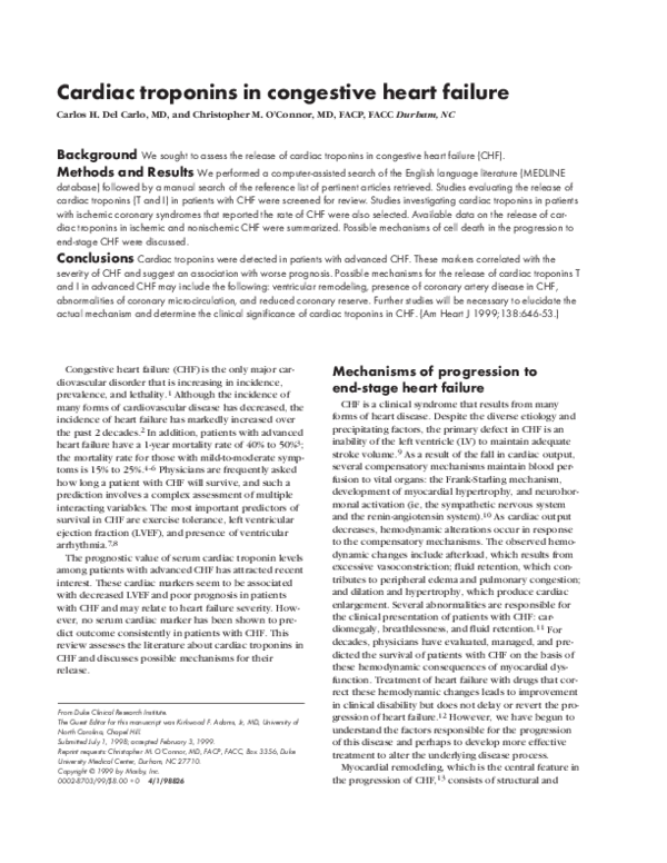 (PDF) Cardiac troponins in congestive heart failure