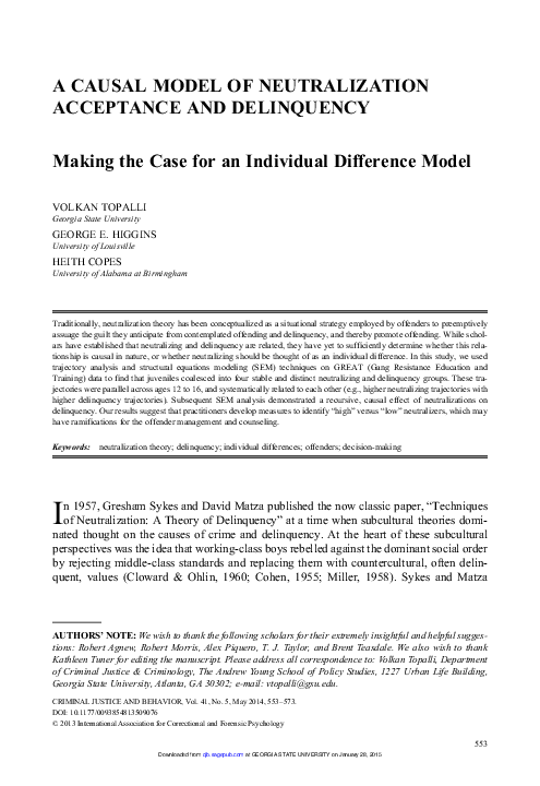 Sykes and matza's neutralization theory image