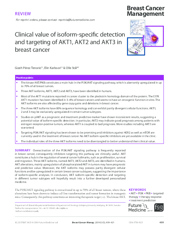 (PDF) Clinical value of isoform-specific detection and targeting of ...