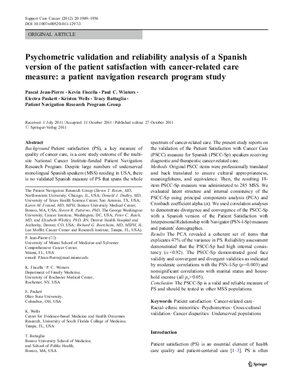 (PDF) Psychometric validation and reliability analysis of a Spanish ...