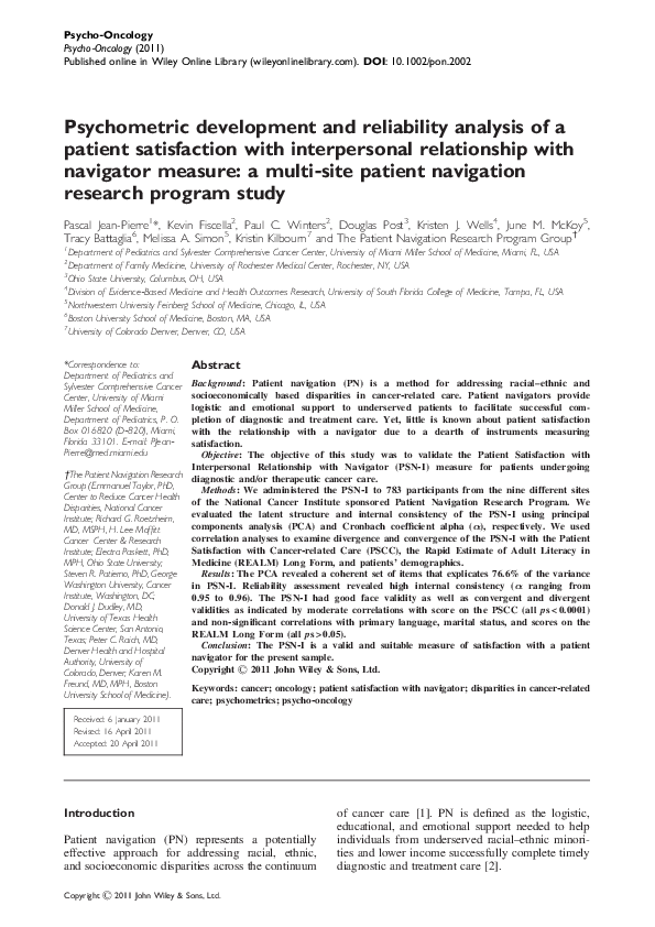 (PDF) Psychometric development and reliability analysis of a patient ...