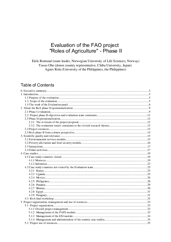(PDF) Evaluation of the FAO project
