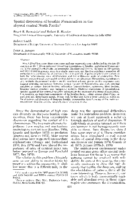 (PDF) Spatial dispersion of benthic Foraminifera in the abyssal central ...