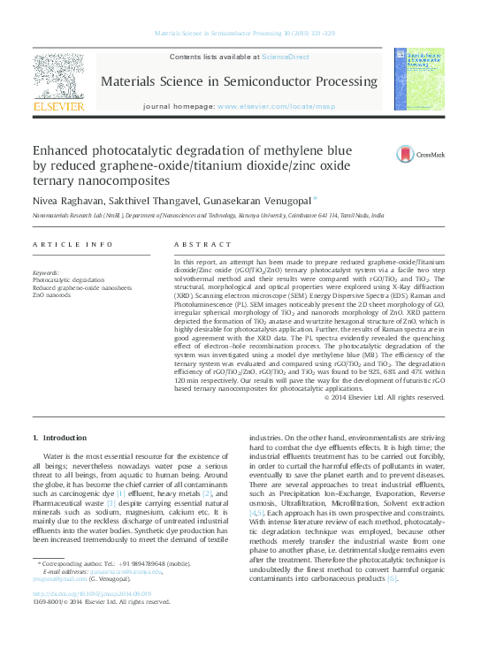 (PDF) Enhanced Photocatalytic Degradation of Methylene Blue Using ZnFe ...