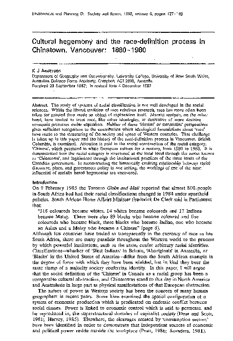 (PDF) Cultural hegemony and the race-definition process in Chinatown ...
