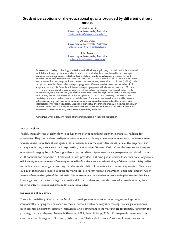 (PDF) Student perceptions of the educational quality provided by ...