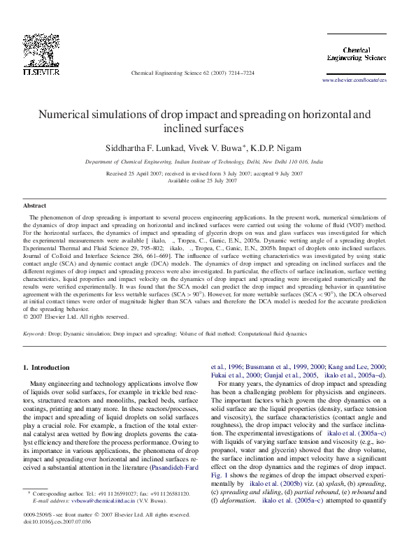 (PDF) Numerical simulations of drop impact and spreading on horizontal ...