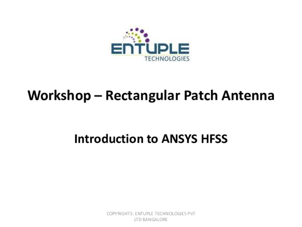(PDF) Workshop – Rectangular Patch Antenna Introduction to ANSYS HFSS