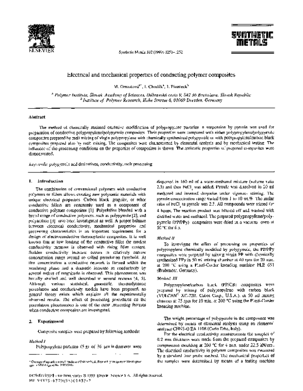 (PDF) Electrical and mechanical properties of conducting polymer composites