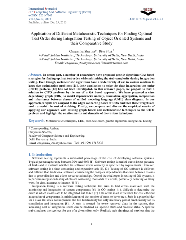 (PDF) Applications of different metaheuristic techniques for finding ...