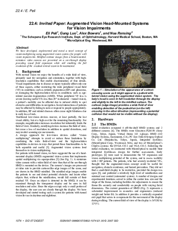 (PDF) 22.4: Invited Paper : Augmented Vision Head-Mounted Systems for ...