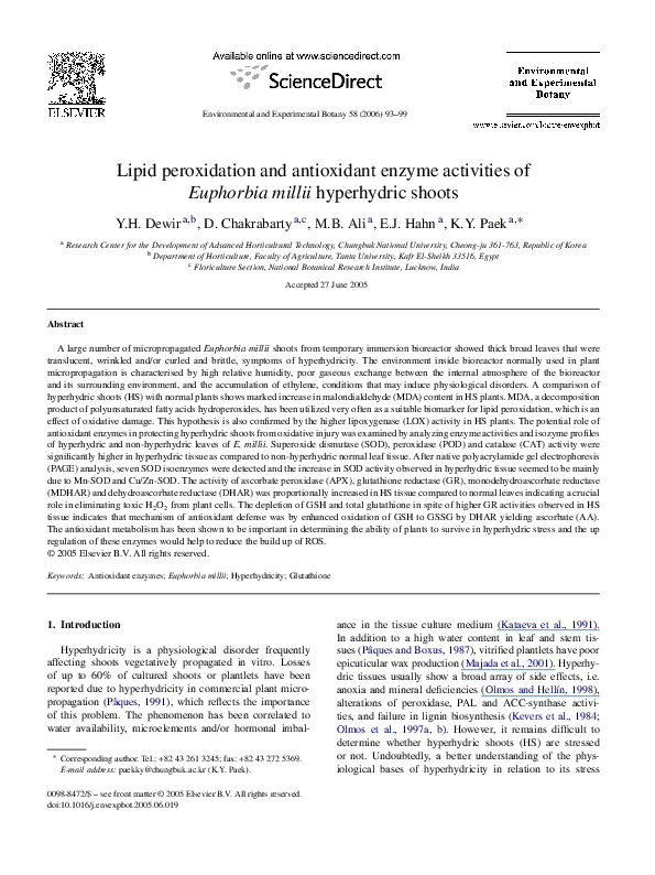 (PDF) Lipid peroxidation and antioxidant enzyme activities in cancerous ...