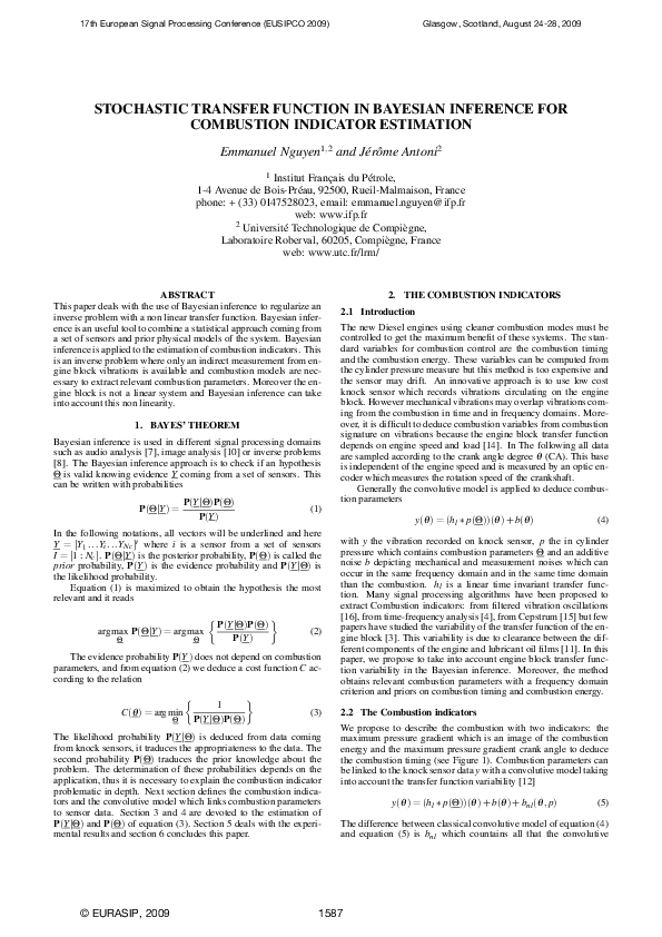 (PDF) Stochastic transfer function in Bayesian inference for combustion ...